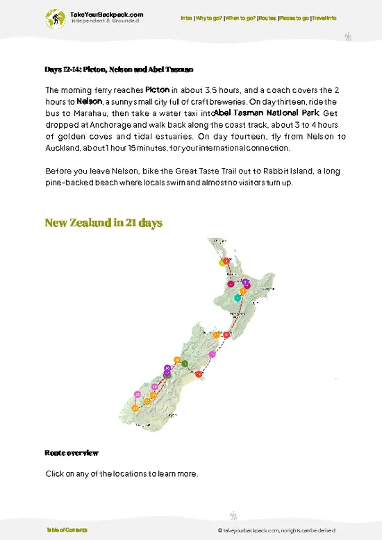 example page 4 from our offline Travel Guide for New Zealand